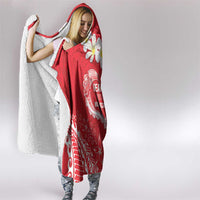 Heart Health Awareness Hooded Blanket Polynesian Red Ribbon