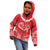 Heart Health Awareness Kid Hoodie Polynesian Red Ribbon