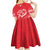Heart Health Awareness Kid Short Sleeve Dress Polynesian Red Ribbon