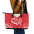 Heart Health Awareness Leather Tote Bag Polynesian Red Ribbon