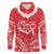 Heart Health Awareness Long Sleeve Polo Shirt Polynesian Red Ribbon