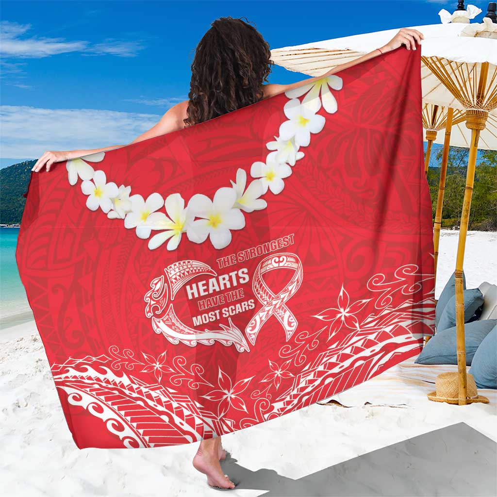Heart Health Awareness Sarong Polynesian Red Ribbon