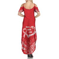 Heart Health Awareness Summer Maxi Dress Polynesian Red Ribbon