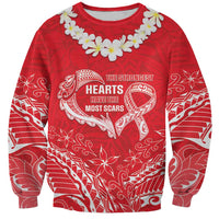 Heart Health Awareness Sweatshirt Polynesian Red Ribbon
