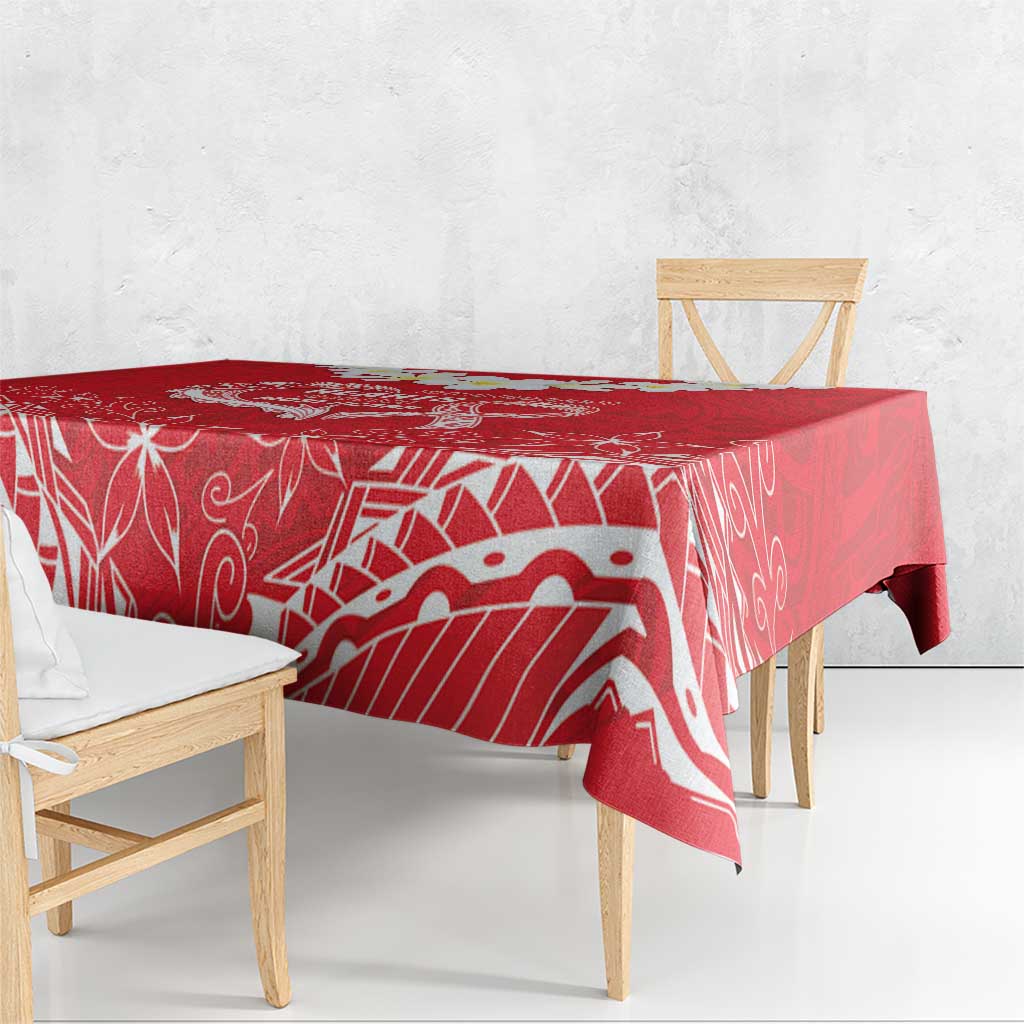 Heart Health Awareness Tablecloth Polynesian Red Ribbon