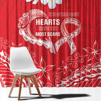 Heart Health Awareness Window Curtain Polynesian Red Ribbon