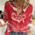 Heart Health Awareness Women Casual Shirt Polynesian Red Ribbon