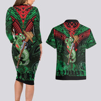 New Zealand ANZAC Day Couples Matching Long Sleeve Bodycon Dress and Hawaiian Shirt Aotearoa Hei Tiki