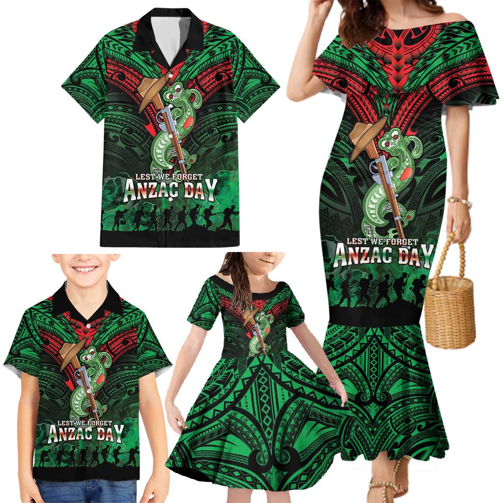 New Zealand ANZAC Day Family Matching Mermaid Dress and Hawaiian Shirt Aotearoa Hei Tiki LT05 - Polynesian Pride