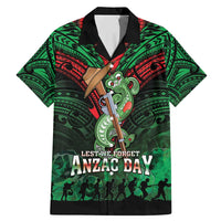 New Zealand ANZAC Day Family Matching Mermaid Dress and Hawaiian Shirt Aotearoa Hei Tiki LT05 Dad's Shirt - Short Sleeve Green - Polynesian Pride