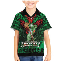New Zealand ANZAC Day Family Matching Mermaid Dress and Hawaiian Shirt Aotearoa Hei Tiki LT05 Son's Shirt Green - Polynesian Pride