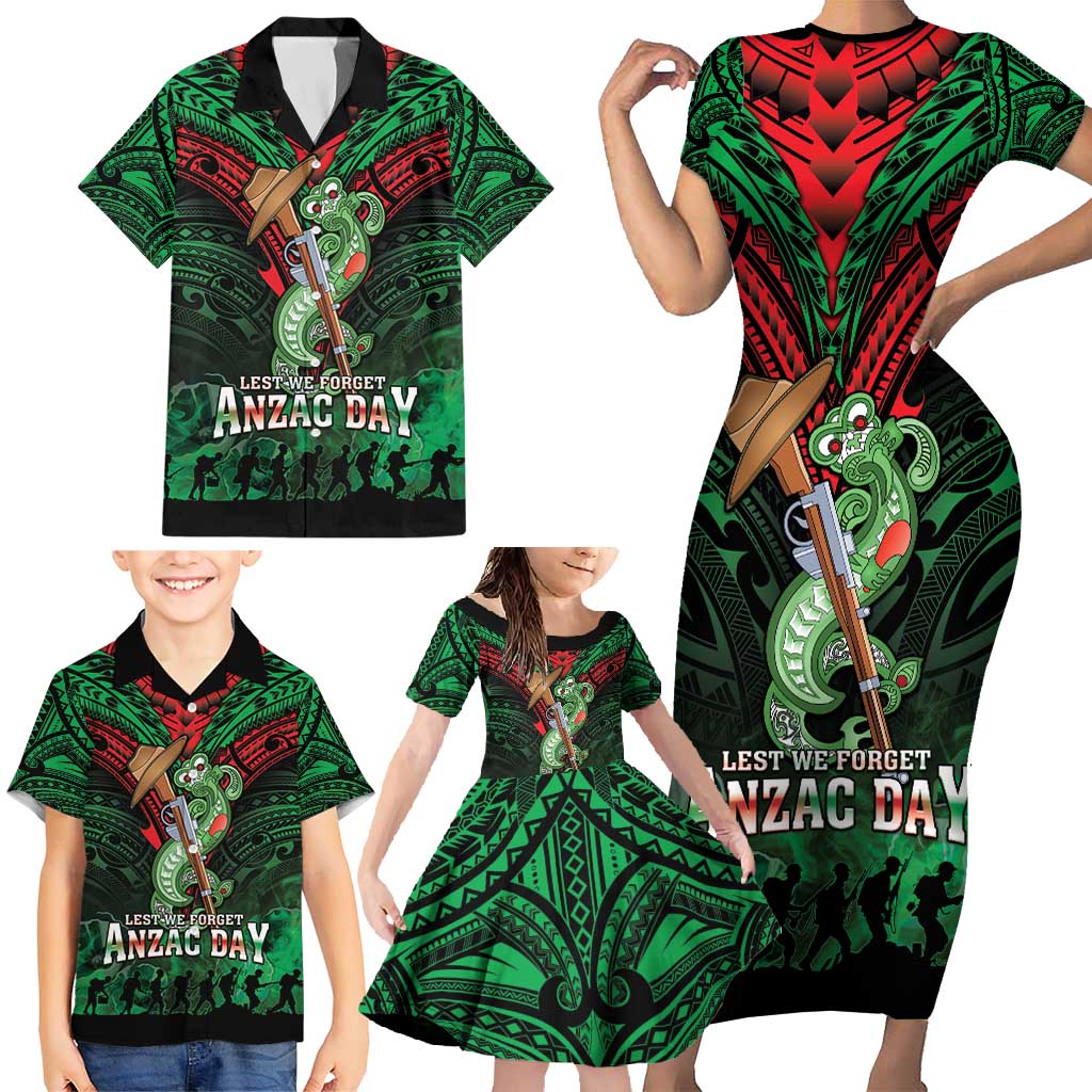 New Zealand ANZAC Day Family Matching Short Sleeve Bodycon Dress and Hawaiian Shirt Aotearoa Hei Tiki LT05 - Polynesian Pride