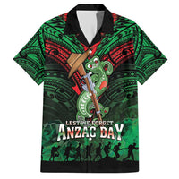 New Zealand ANZAC Day Family Matching Short Sleeve Bodycon Dress and Hawaiian Shirt Aotearoa Hei Tiki LT05 Dad's Shirt - Short Sleeve Green - Polynesian Pride