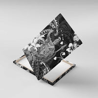 Hawaii King Kamehameha Day Canvas Wall Art Polynesian Pattern Mix Hibiscus Black