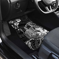 Hawaii King Kamehameha Day Car Mats Polynesian Pattern Mix Hibiscus Black