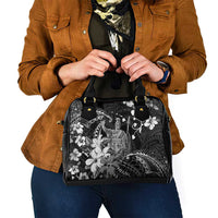 Hawaii King Kamehameha Day Shoulder Handbag Polynesian Pattern Mix Hibiscus Black