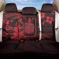 Hawaii King Kamehameha Day Back Car Seat Cover Polynesian Pattern Mix Hibiscus Red