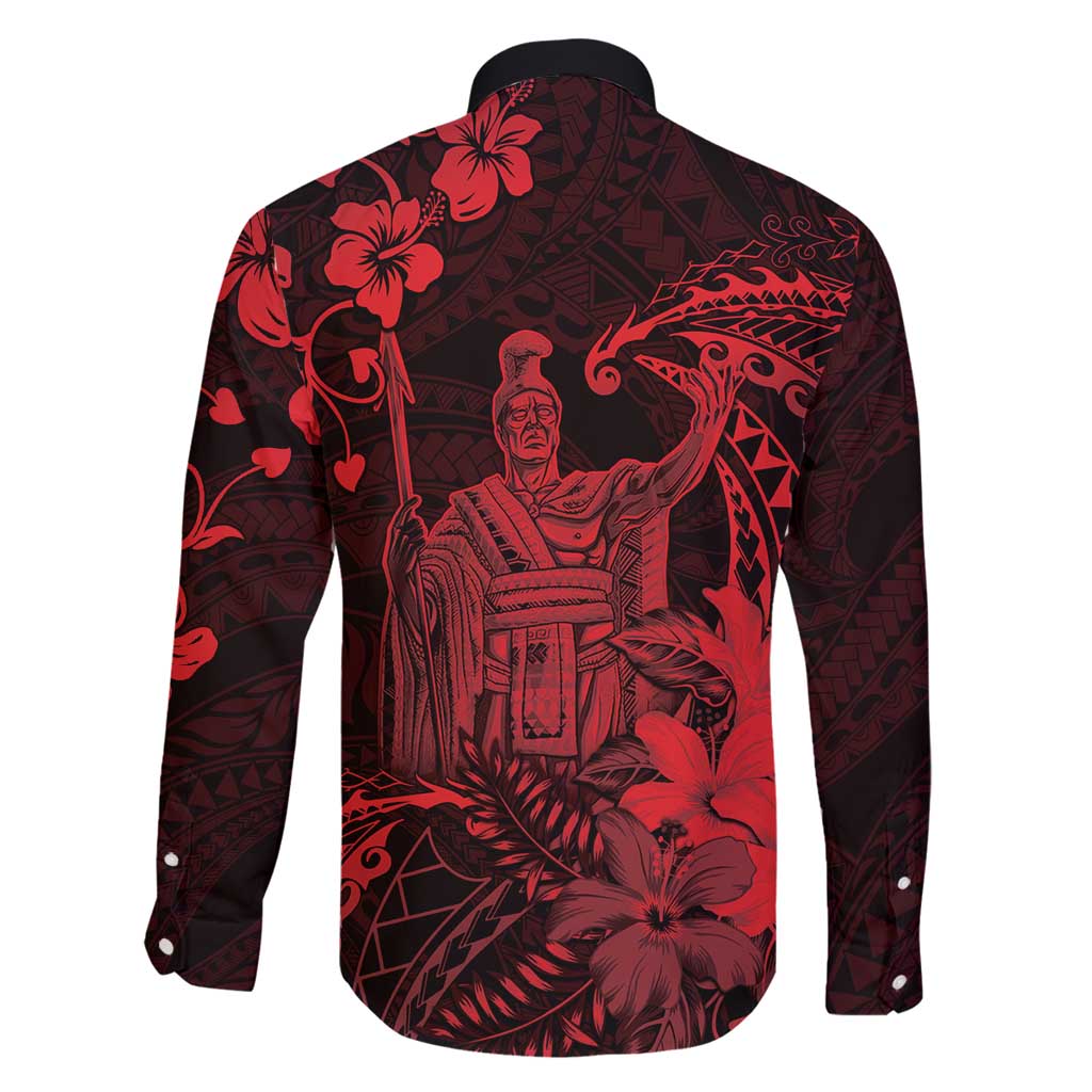 Hawaii King Kamehameha Day Family Matching Puletasi and Hawaiian Shirt Polynesian Pattern Mix Hibiscus Red