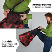 Hawaii King Kamehameha Day Grocery Bag Polynesian Pattern Mix Hibiscus Red