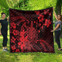 Hawaii King Kamehameha Day Quilt Polynesian Pattern Mix Hibiscus Red