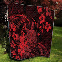 Hawaii King Kamehameha Day Quilt Polynesian Pattern Mix Hibiscus Red