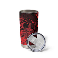 Hawaii King Kamehameha Day Tumbler Cup Polynesian Pattern Mix Hibiscus Red