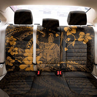 Hawaii King Kamehameha Day Back Car Seat Cover Polynesian Pattern Mix Hibiscus Gold