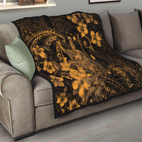 Hawaii King Kamehameha Day Quilt Polynesian Pattern Mix Hibiscus Gold
