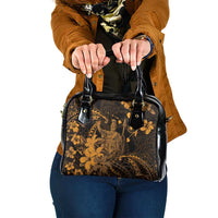Hawaii King Kamehameha Day Shoulder Handbag Polynesian Pattern Mix Hibiscus Gold