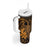 Hawaii King Kamehameha Day Tumbler With Handle Polynesian Pattern Mix Hibiscus Gold