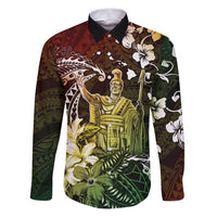 Hawaii King Kamehameha Day Family Matching Puletasi and Hawaiian Shirt Polynesian Pattern Mix Hibiscus Reggae