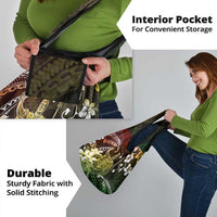 Hawaii King Kamehameha Day Grocery Bag Polynesian Pattern Mix Hibiscus Reggae