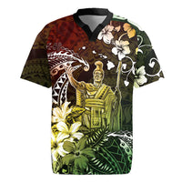 Hawaii King Kamehameha Day Rugby Jersey Polynesian Pattern Mix Hibiscus Reggae