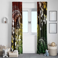 Hawaii King Kamehameha Day Window Curtain Polynesian Pattern Mix Hibiscus Reggae