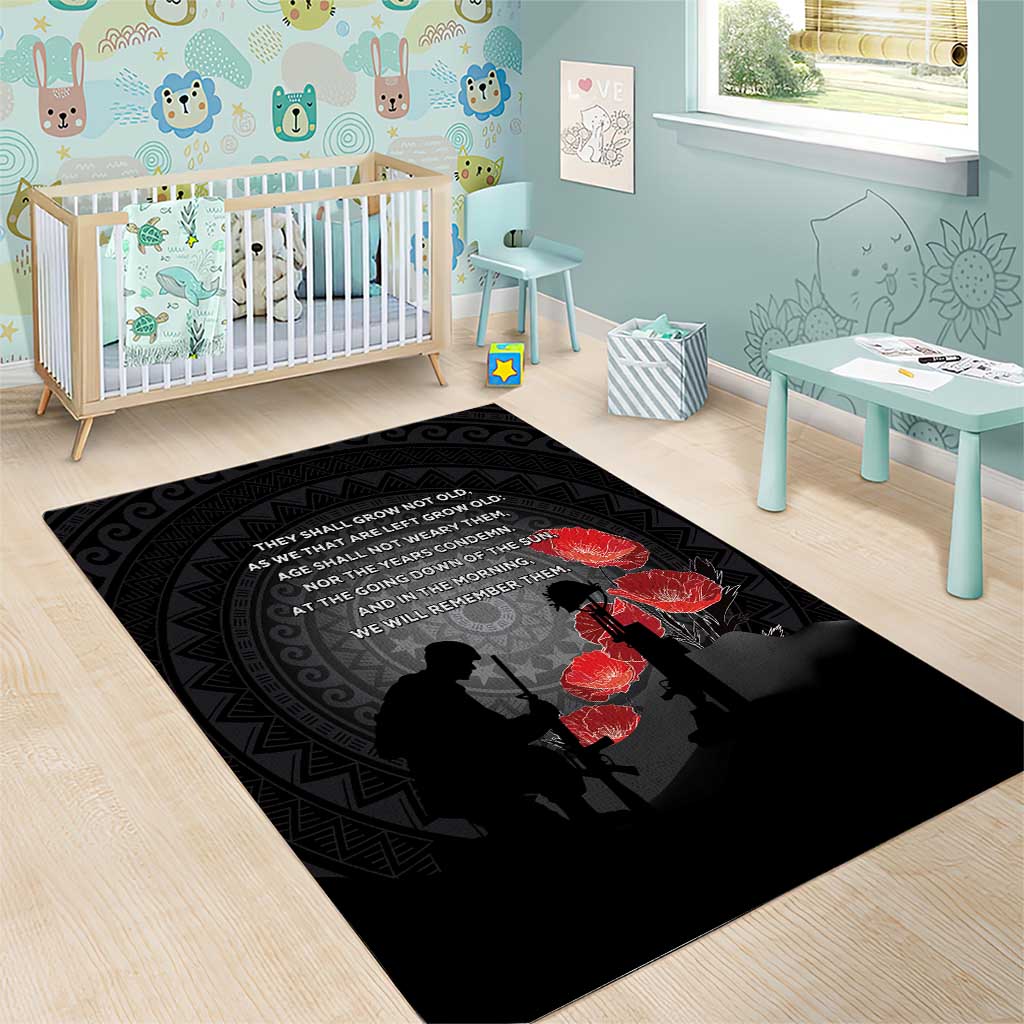 Cook Islands ANZAC Day Area Rug Soldier Silhouette Remembrance