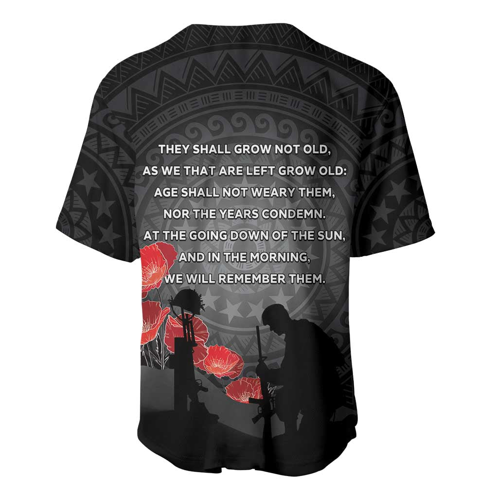 Cook Islands ANZAC Day Baseball Jersey Soldier Silhouette Remembrance