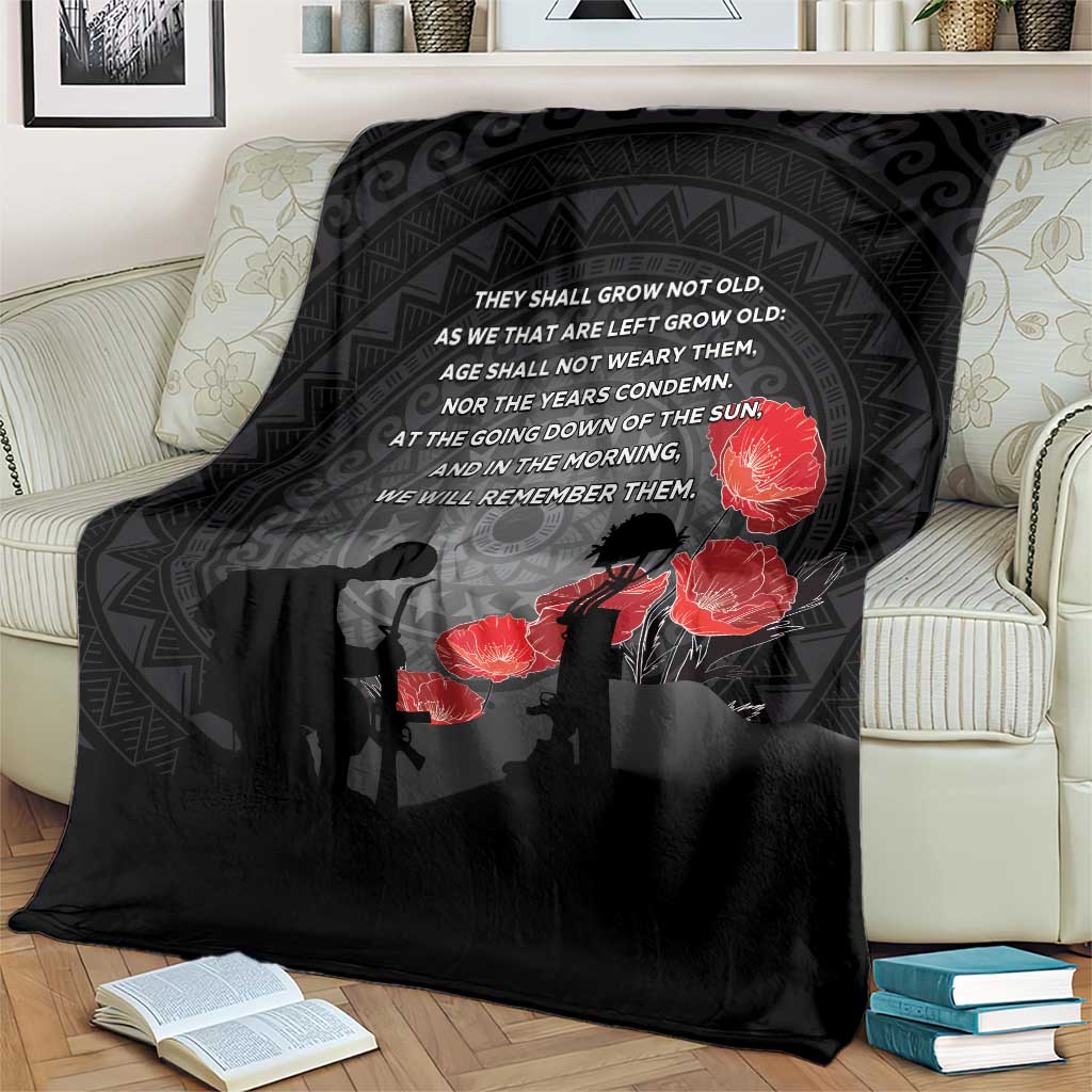 Cook Islands ANZAC Day Blanket Soldier Silhouette Remembrance
