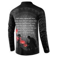 Cook Islands ANZAC Day Button Sweatshirt Soldier Silhouette Remembrance