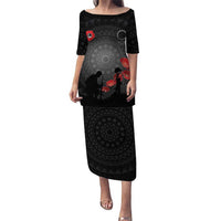 Cook Islands ANZAC Day Family Matching Puletasi and Hawaiian Shirt Soldier Silhouette Remembrance