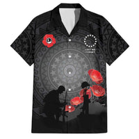 Cook Islands ANZAC Day Family Matching Summer Maxi Dress and Hawaiian Shirt Soldier Silhouette Remembrance LT05 Dad's Shirt - Short Sleeve Black - Polynesian Pride