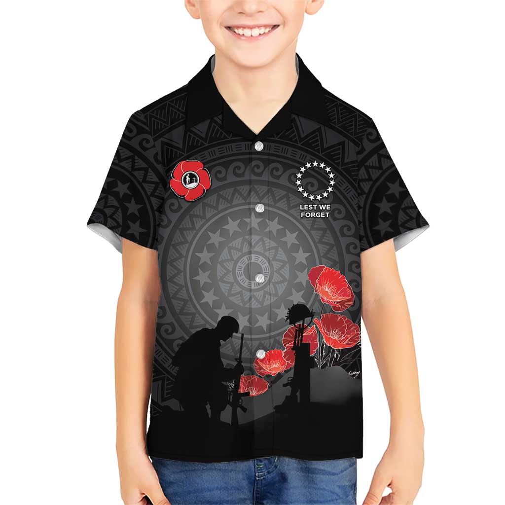 Cook Islands ANZAC Day Hawaiian Shirt Soldier Silhouette Remembrance