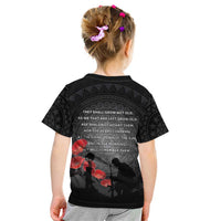 Cook Islands ANZAC Day Kid T Shirt Soldier Silhouette Remembrance