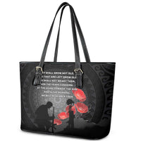 Cook Islands ANZAC Day Leather Tote Bag Soldier Silhouette Remembrance