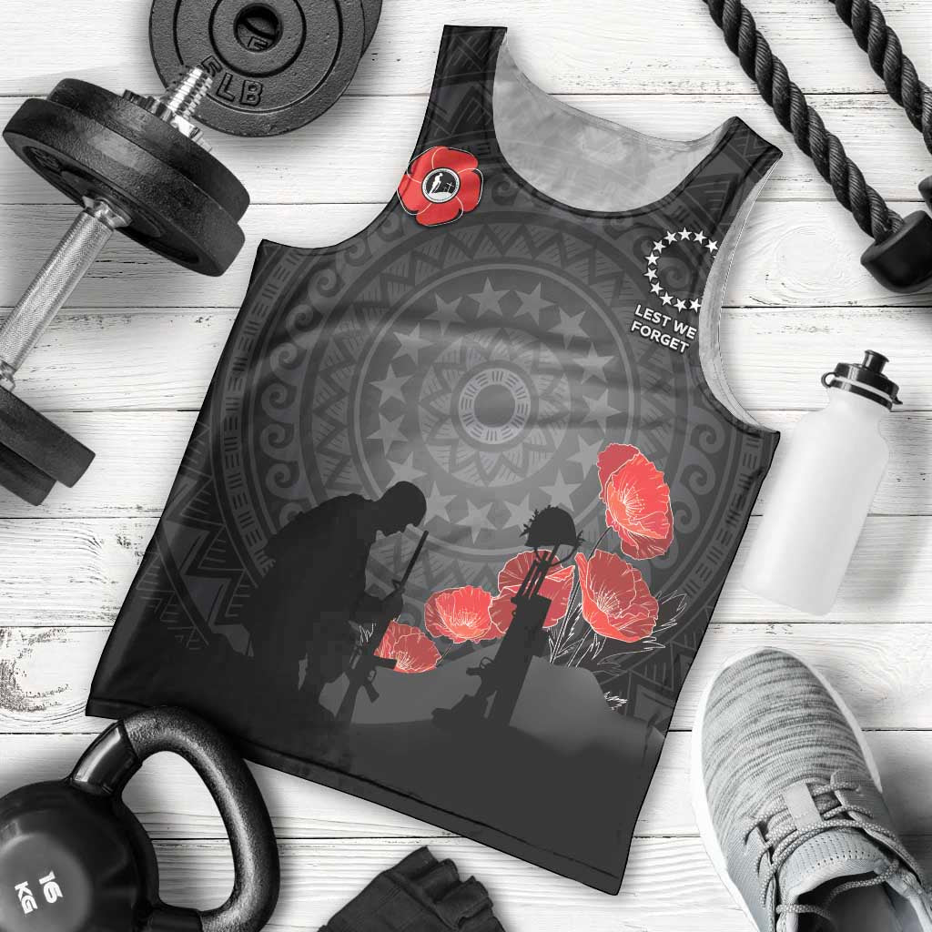 Cook Islands ANZAC Day Men Tank Top Soldier Silhouette Remembrance