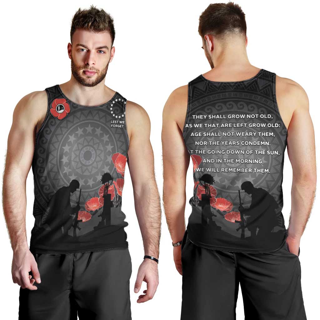 Cook Islands ANZAC Day Men Tank Top Soldier Silhouette Remembrance