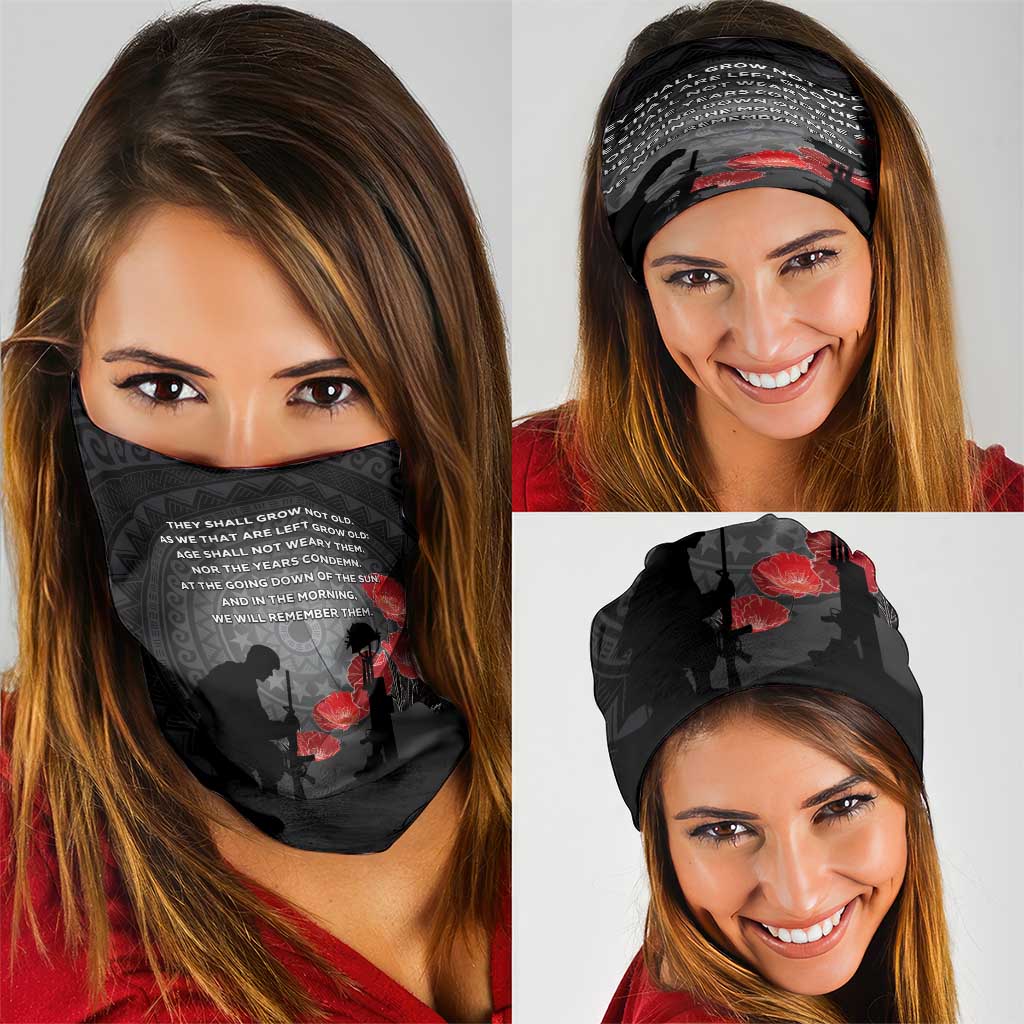 Cook Islands ANZAC Day Neck Gaiter Soldier Silhouette Remembrance