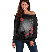 Cook Islands ANZAC Day Off Shoulder Sweater Soldier Silhouette Remembrance