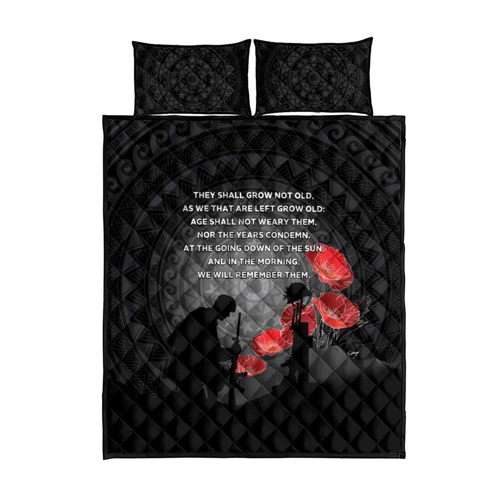 Cook Islands ANZAC Day Quilt Bed Set Soldier Silhouette Remembrance
