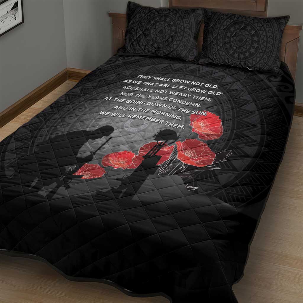 Cook Islands ANZAC Day Quilt Bed Set Soldier Silhouette Remembrance