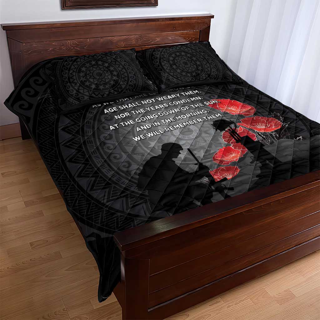 Cook Islands ANZAC Day Quilt Bed Set Soldier Silhouette Remembrance